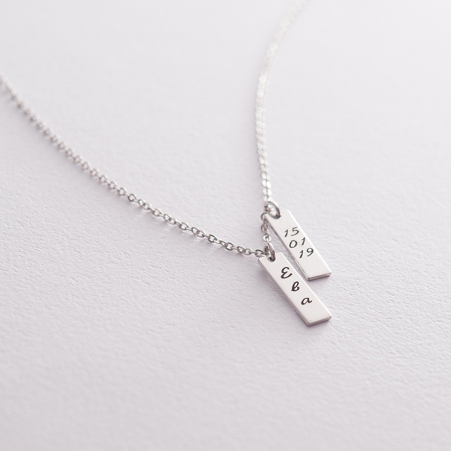 

Серебряное колье "Символ" с гравировкой (двойное) 18981 Оникс 44