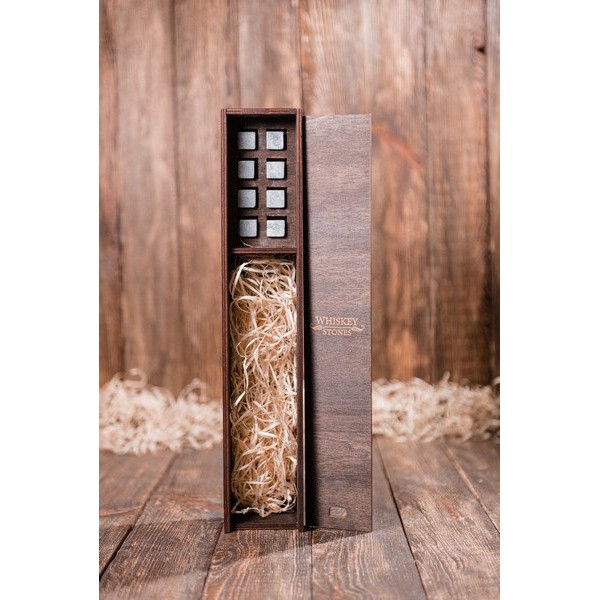 

Камни для виски Whiskey stones Original в подарочном деревянном пенале 8 шт. из стеатита + щипцы + мешочек с инструкцией