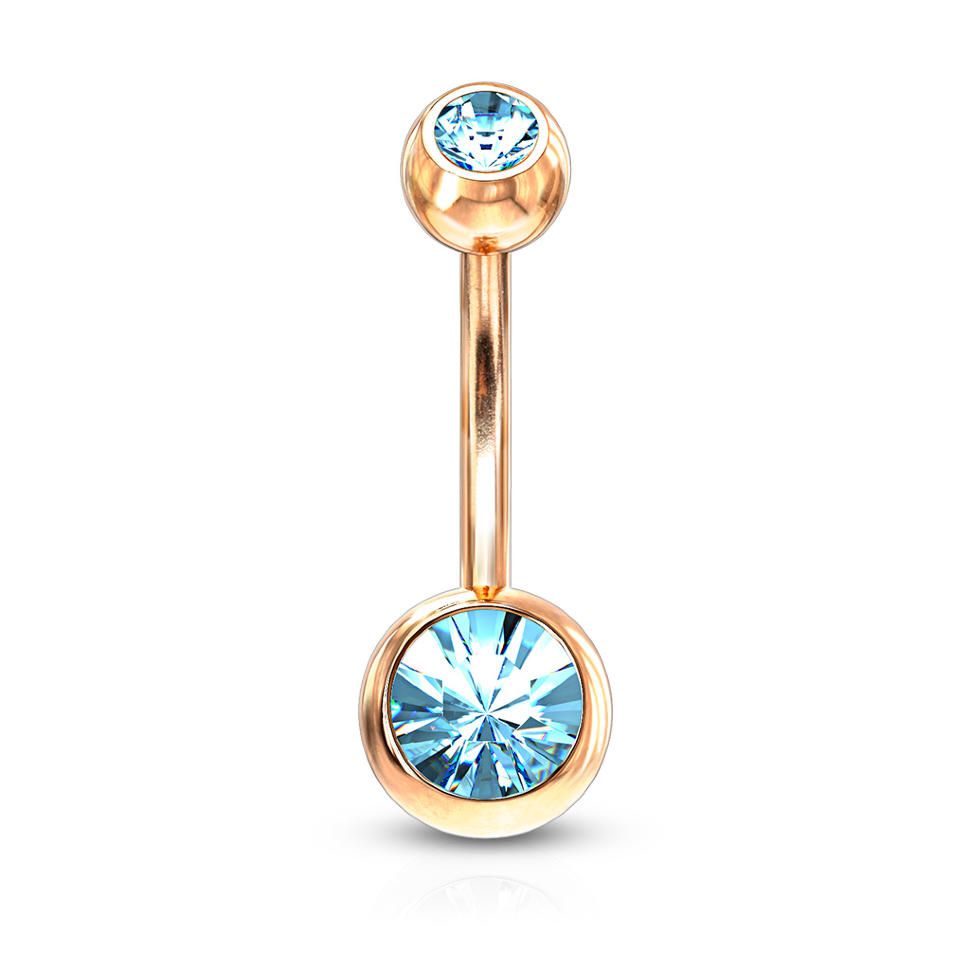 

Серьга для пирсинга пупка PiercedFish GRN04 из стали с фианитом (Цвет: голубой)