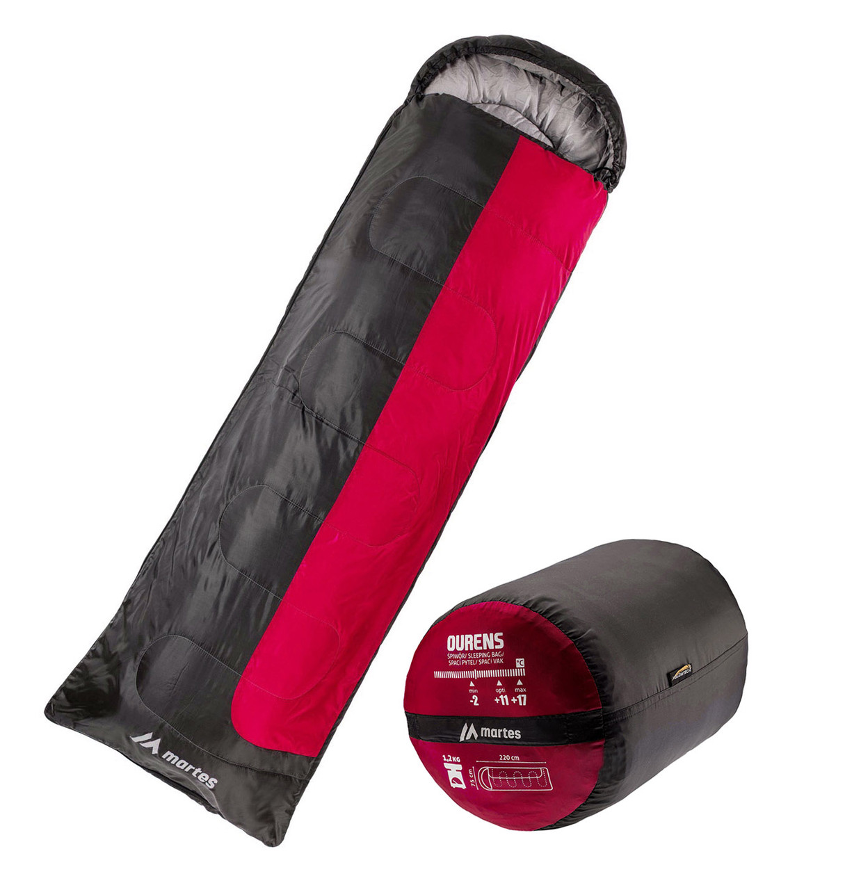 

Спальный мешок Martes Ourens 220x75 Черный с красным