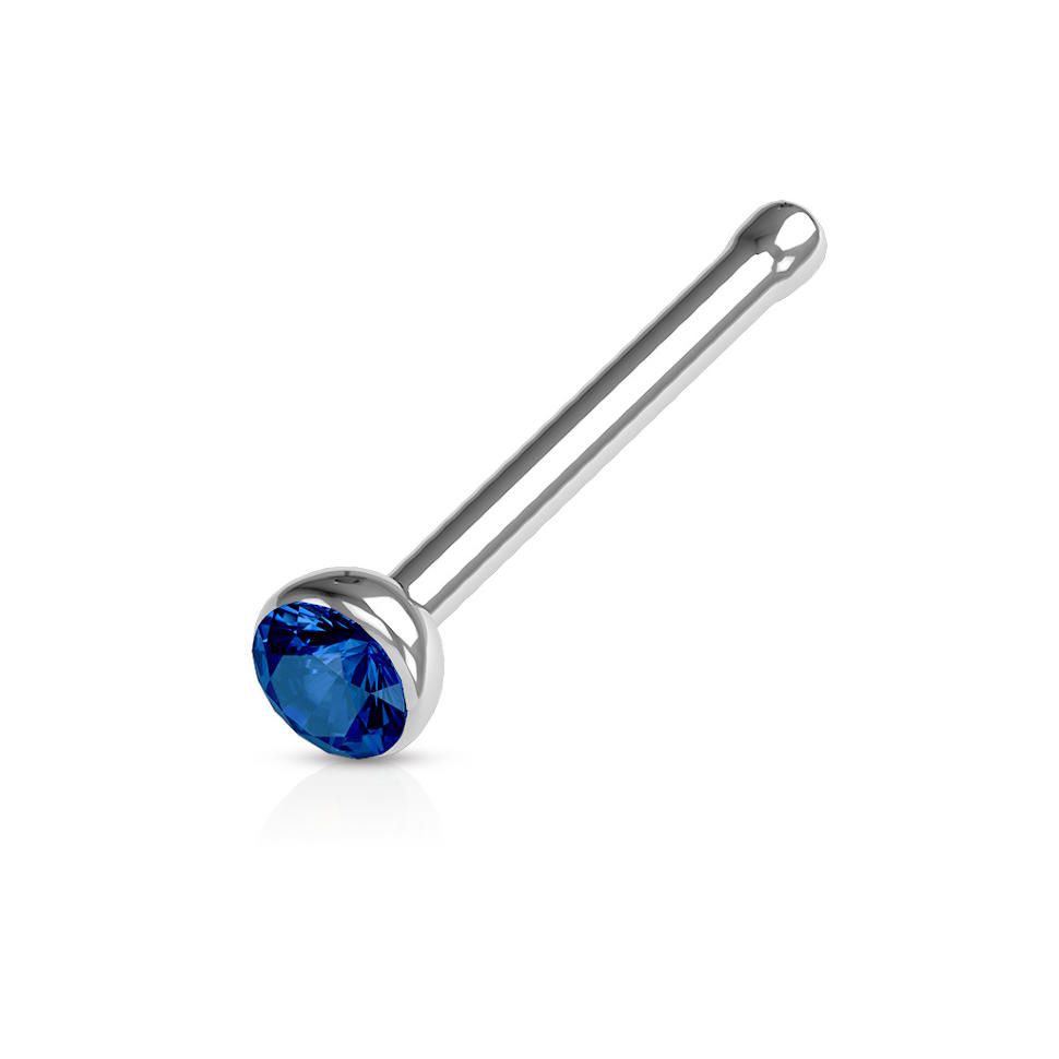 

Серьга для пирсинга носа PiercedFish NOSEB031, с фианитом (Толщина 0,8 мм, цвет: синий)