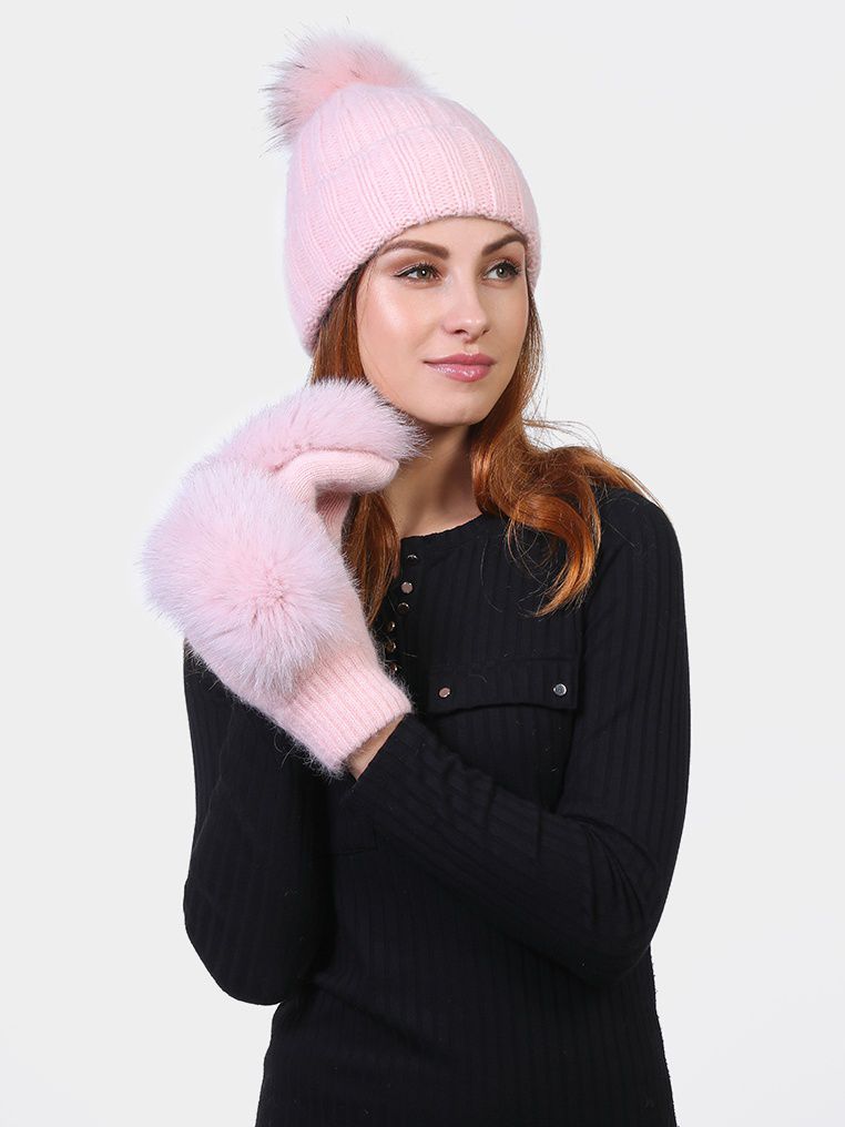 

Комплект (шапка + варежки) Anmerino ZARINA 53-59 см Нежно-персиковый