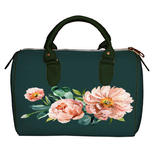 

Сумка бочонок Barrel Presentville Розовые цветы на темно-зеленом фоне 28x18x17 см