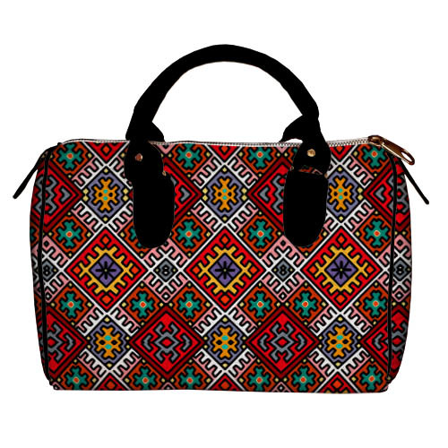 

Сумка бочонок Barrel Presentville Украинский разноцветный орнамент с черными ручками 28x18x17 см
