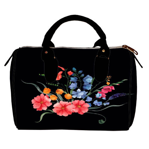 

Сумка бочонок Barrel Presentville Красивый яркий букет на черном фоне 28x18x17 см
