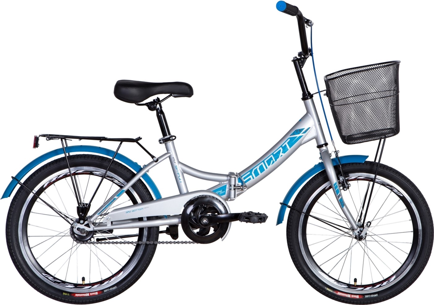 

Велосипед Formula Smart 20" 13" Серебристо-синий с корзиной 2021 (OPS-FR-20-062)