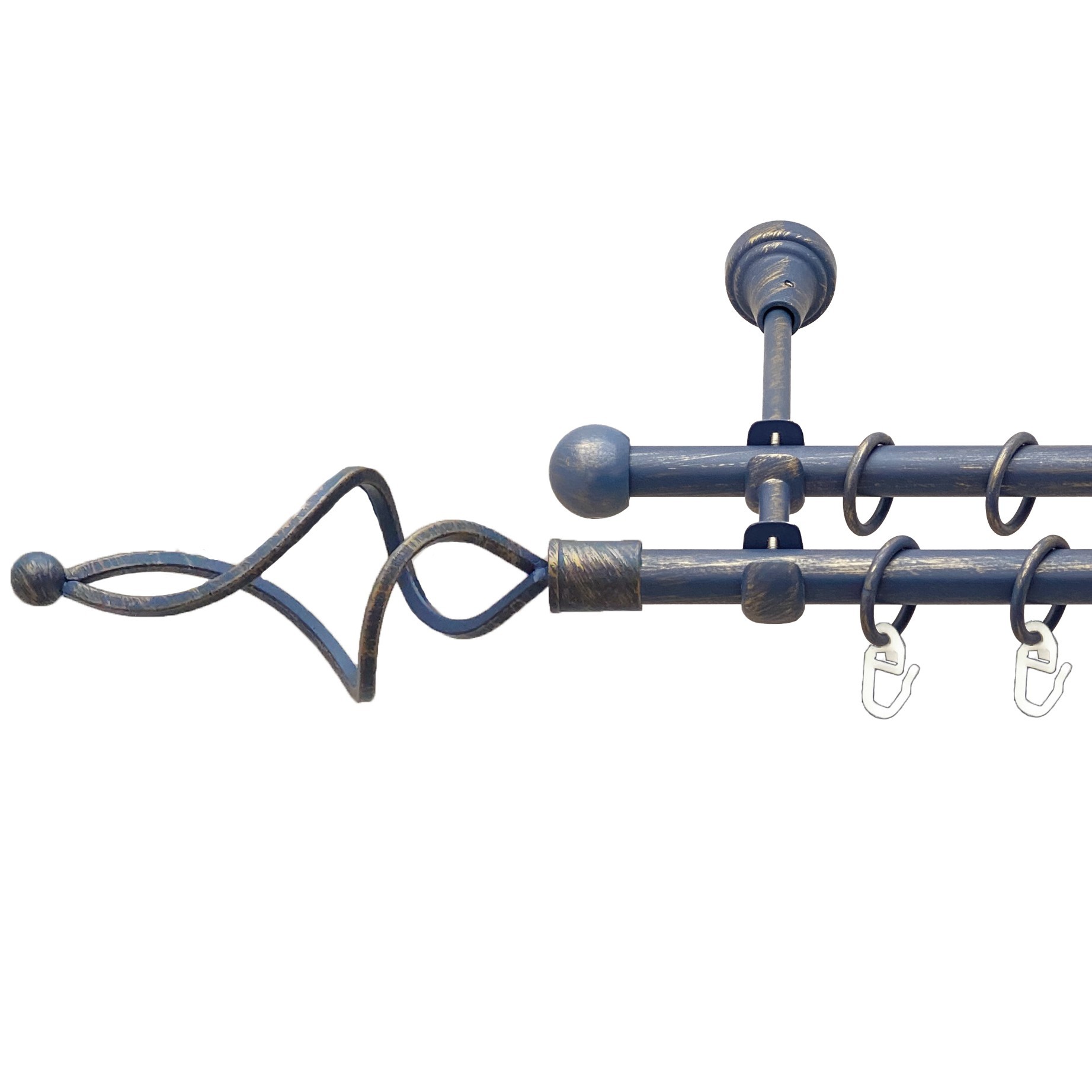 

Карниз Orvit Ажур Хвилястий металевий дворядний відкритий гладка труба кільце металеве Блакить Золота 16\16 мм 240 см (00-00015631)