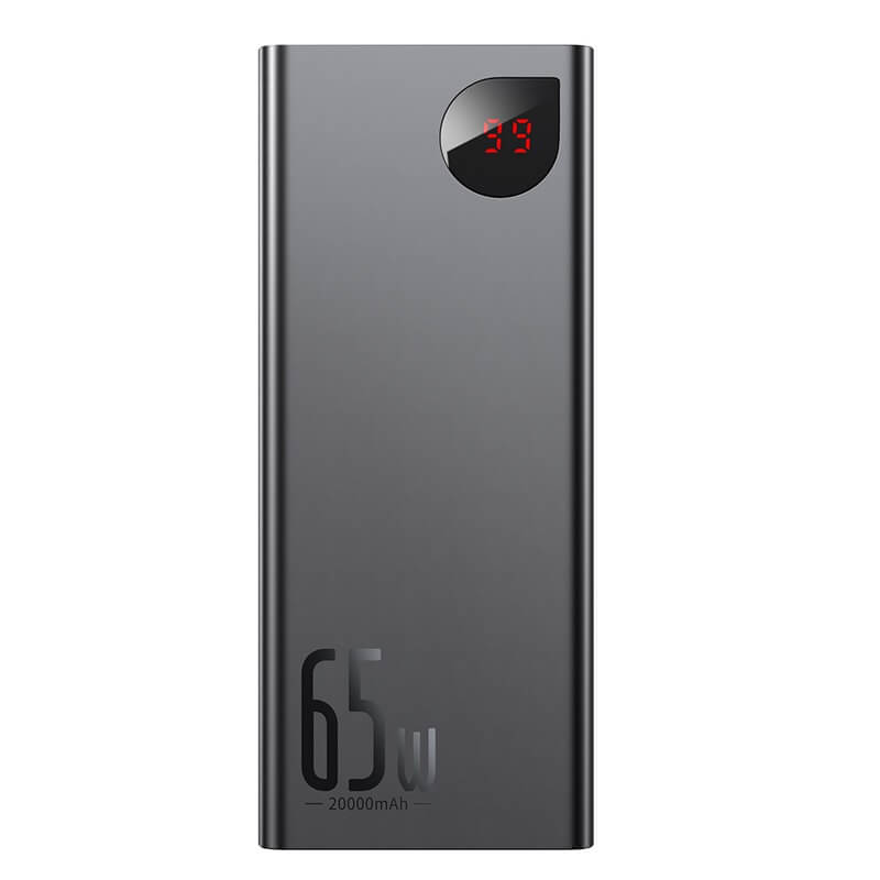

УМБ Powerbank BASEUS Adaman Metal Digital Display Quick Charge Power Bank 20000mAh |2USB/1Type-C, 6A, 65W| (PPIMDA-D01) Black