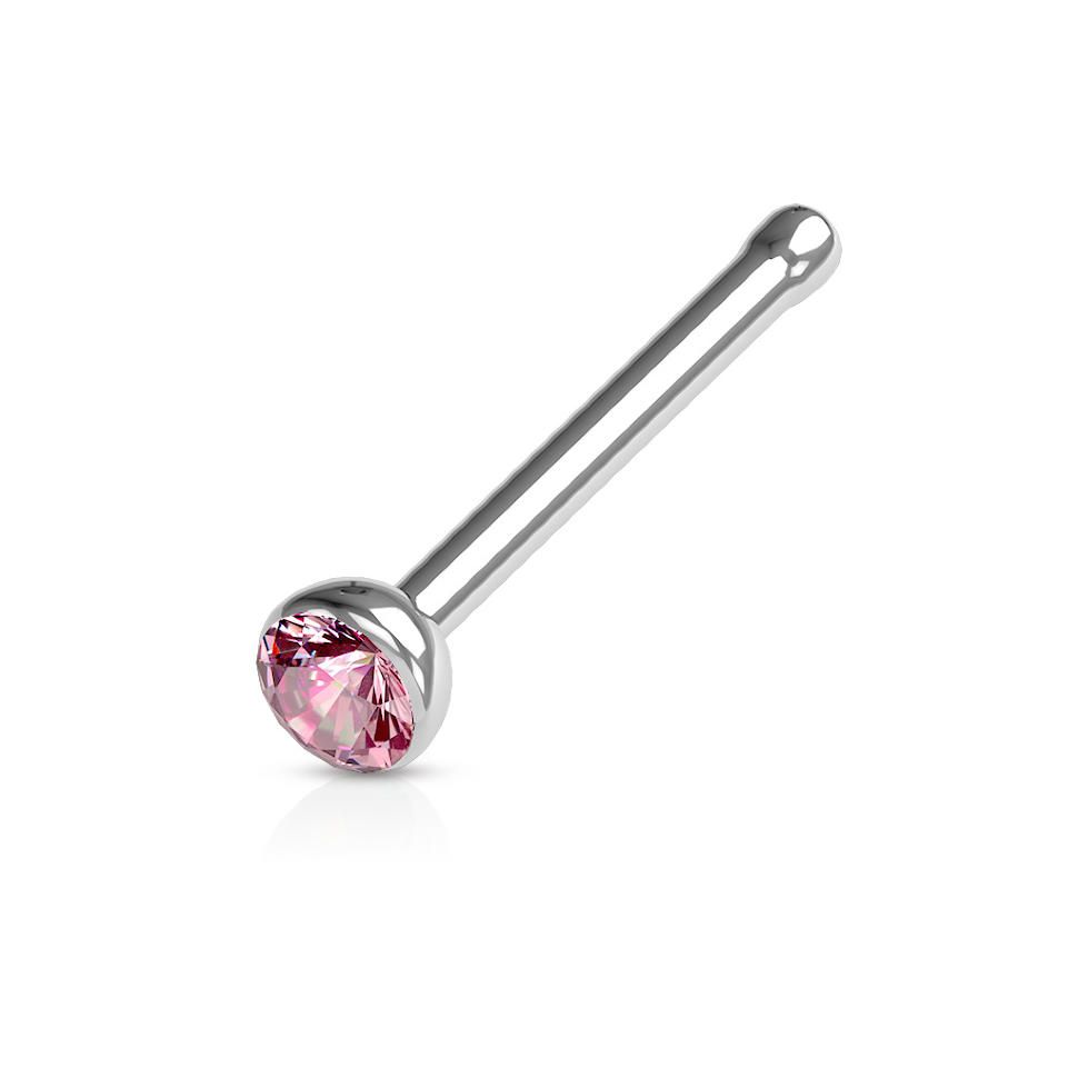 

Серьга для пирсинга носа PiercedFish NOSEB031, с фианитом (Толщина 1 мм, цвет: розовый)