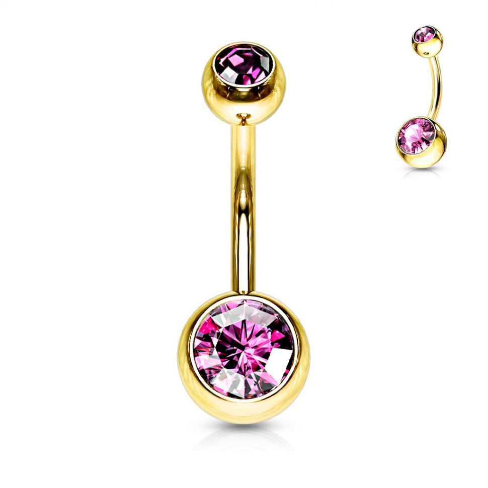 

Пирсинг пупка из стали PiercedFish GDPN04 с фианитом (Розовый, шарики: 5х10 мм)