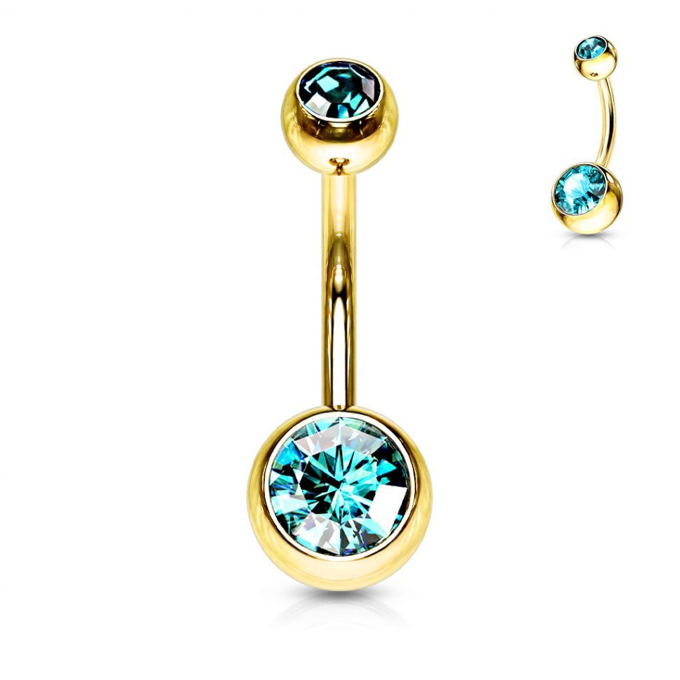 

Пирсинг пупка из стали PiercedFish GDPN04 с фианитом (Бирюзовый, шарики: 5х10 мм)