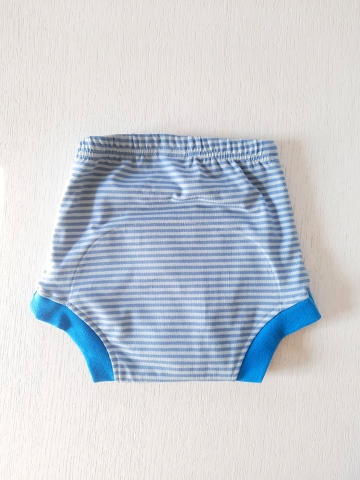 

Тренувальні трусики-підгузки BabyKo подвійні 5-ти шарові смужка блакитна бавовняні р. M