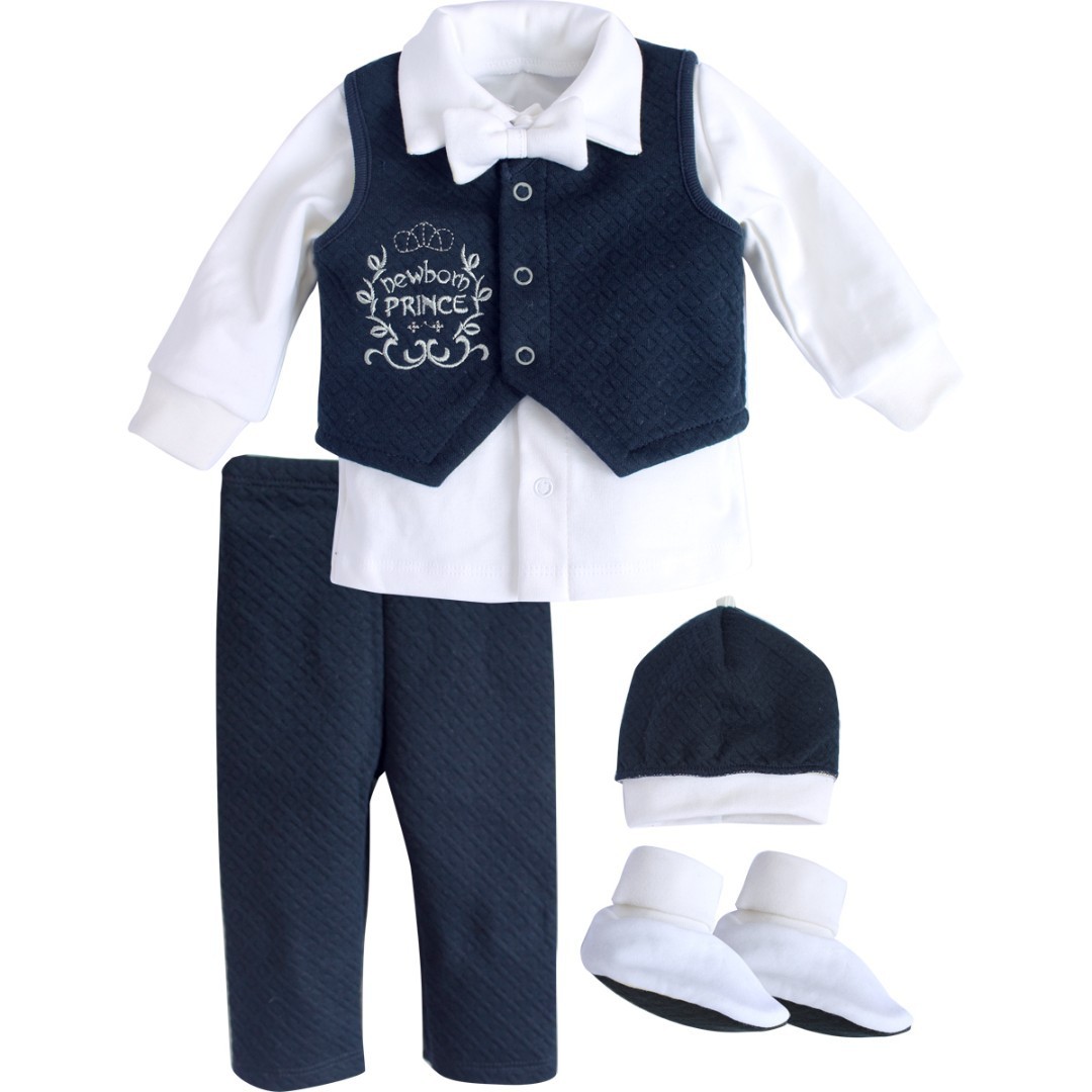 

Комплект праздничный для мальчика Newborn Prince 62-80 белый с синим