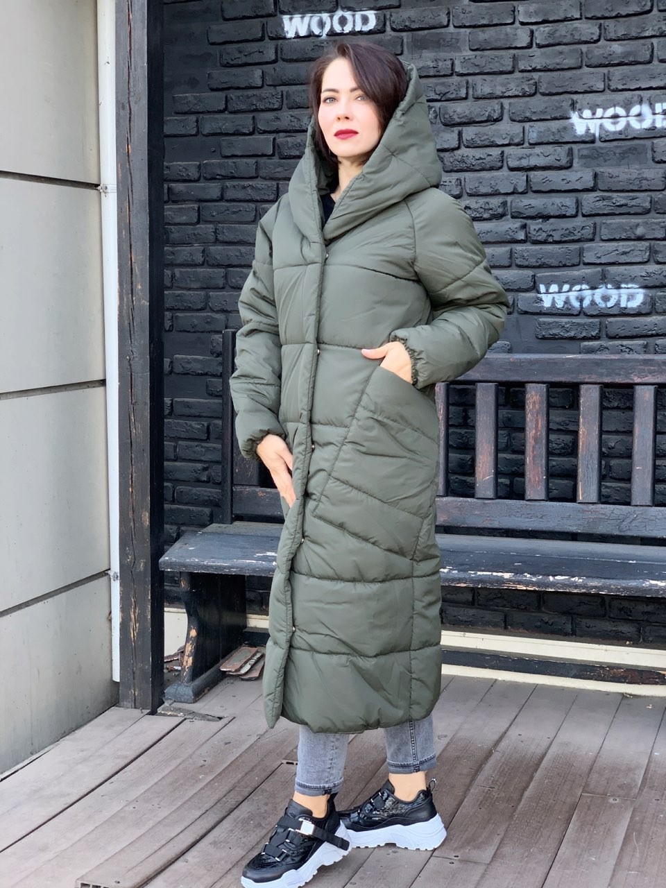 

Куртка кокон зима MaLika оливковый, Куртка кокон зима MaLika оливковый 46-48