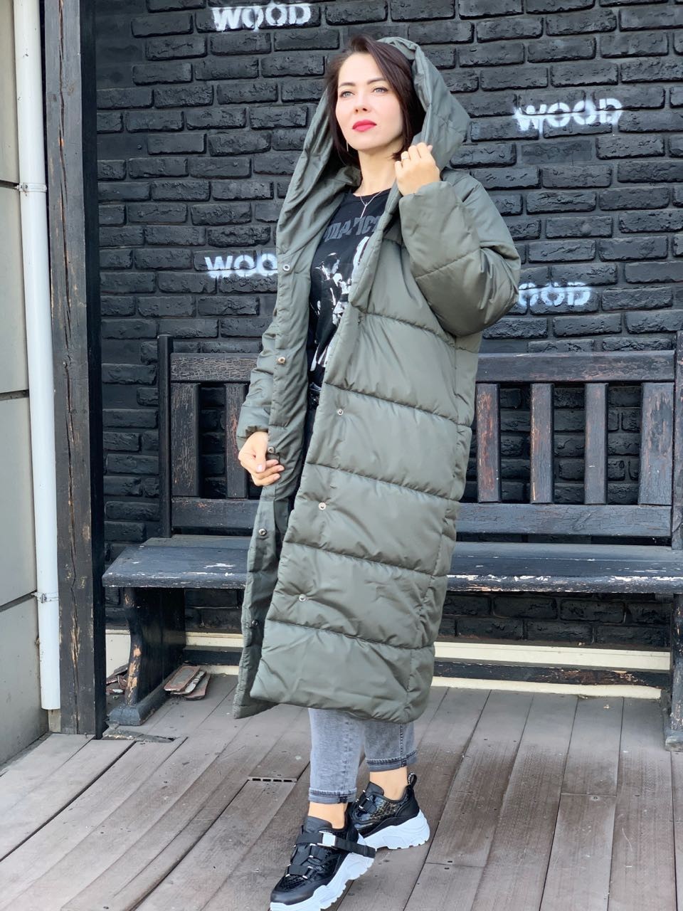 

Пуховик MaLika одеяло зима oversize фельдграу 54-56