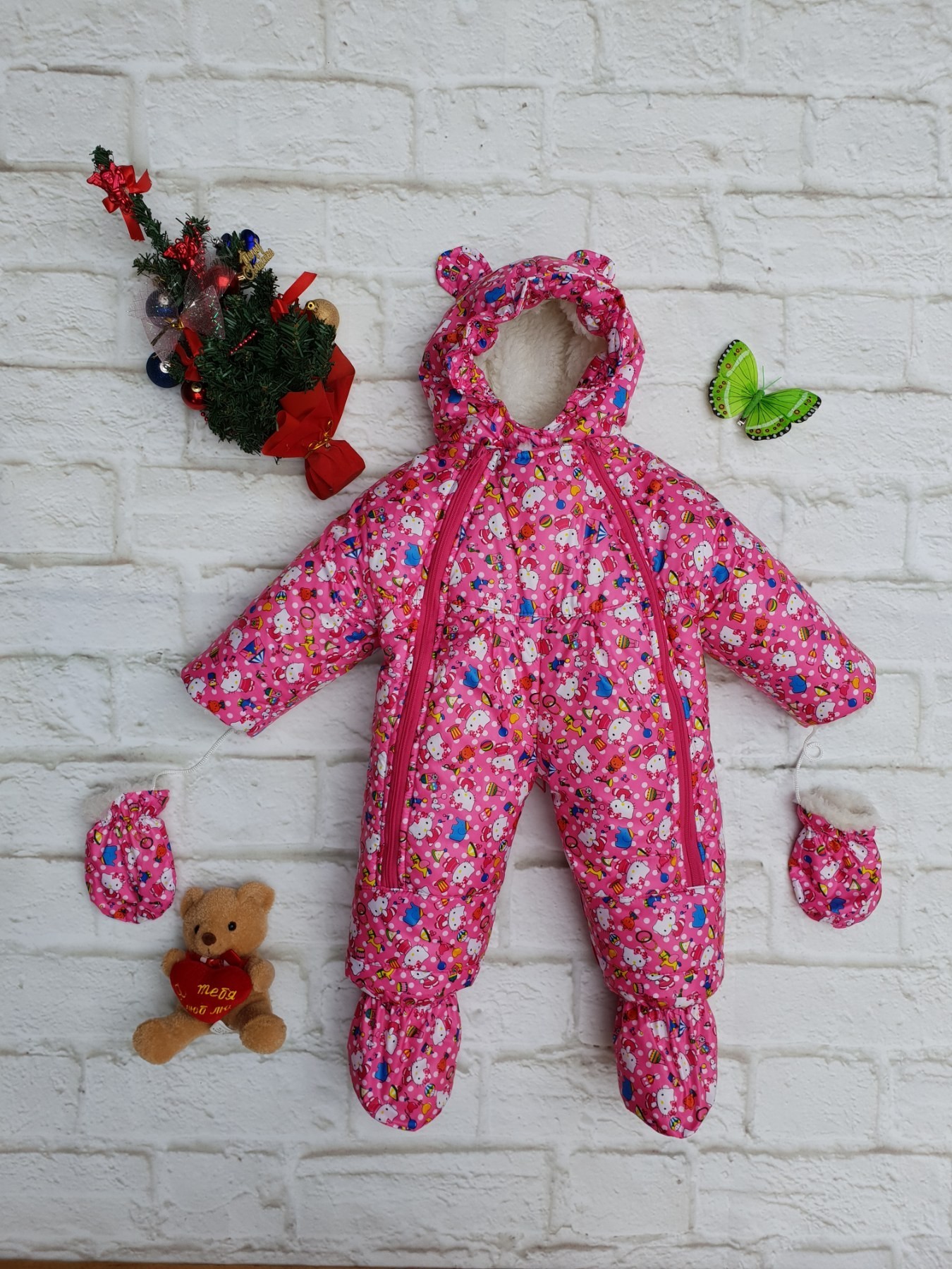 

Зимний комбинезон-трансформер на овчине Timmy Kids Kitti 56-80 см розовый