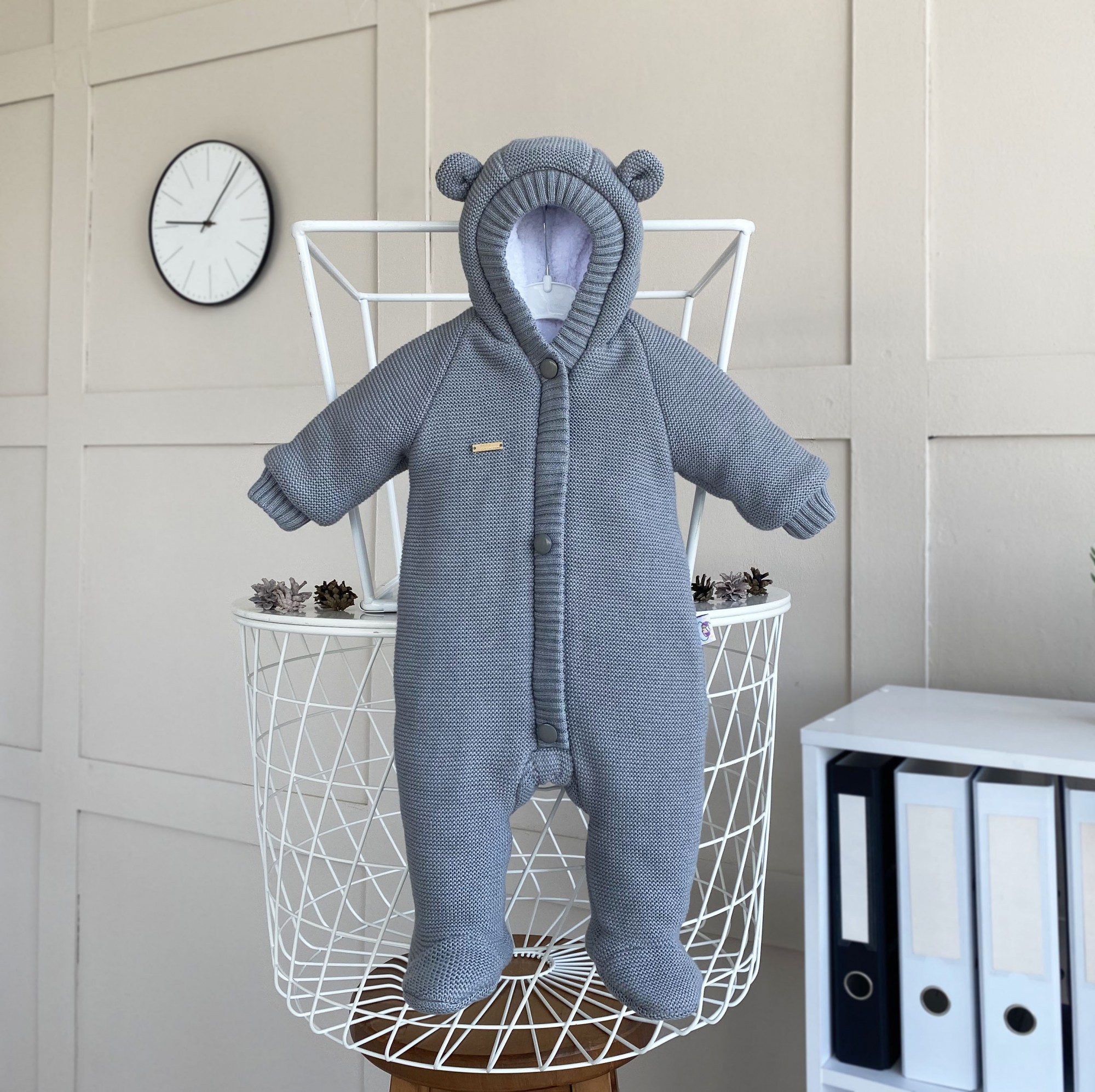 

Теплый вязаный комбинезон для малышей Kid's Fantasy Мишкин New серый
