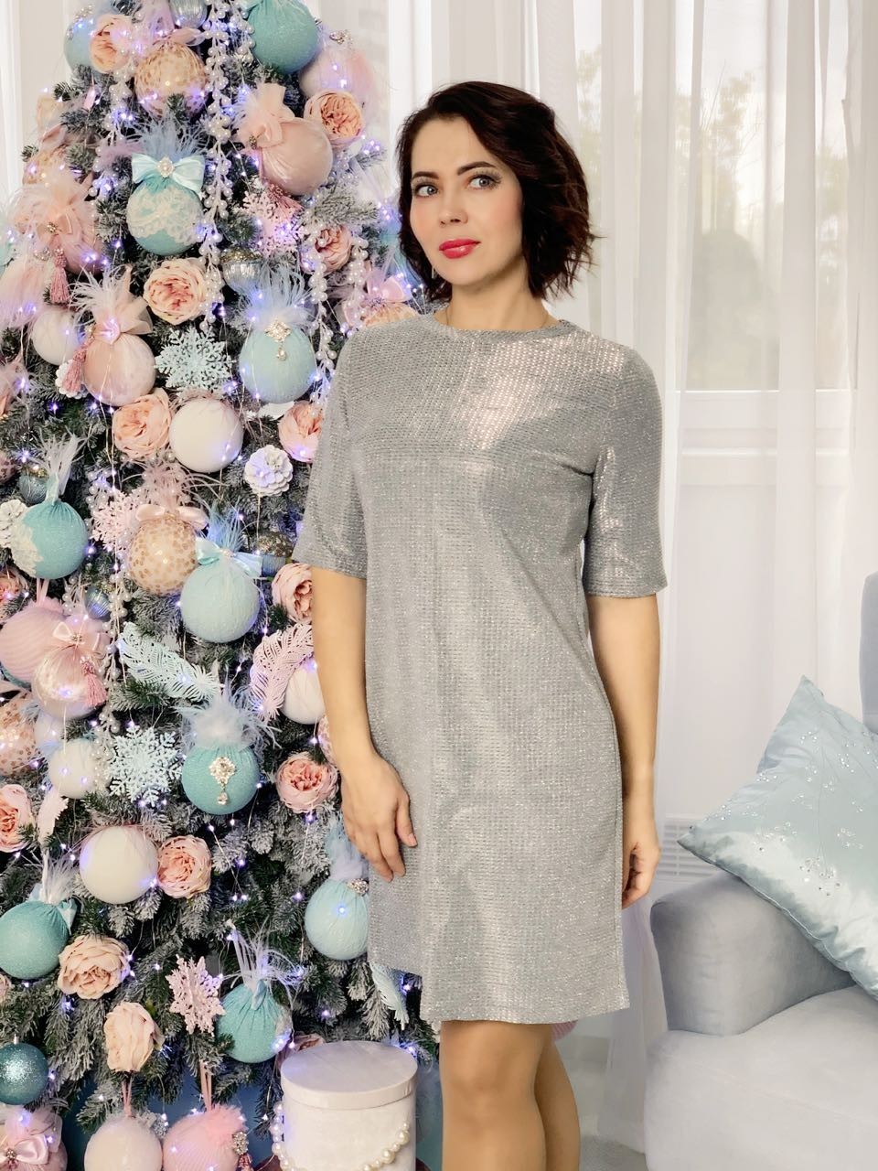 

Платье MaLika вечернее короткое, серебро 48 L