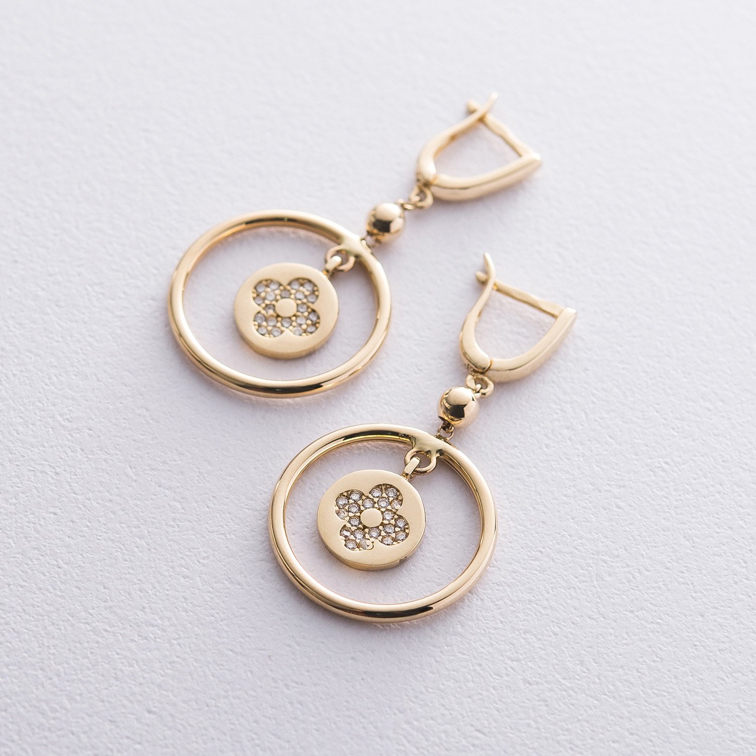 

Серьги "Клевер" в желтом золоте с06370 Оникс