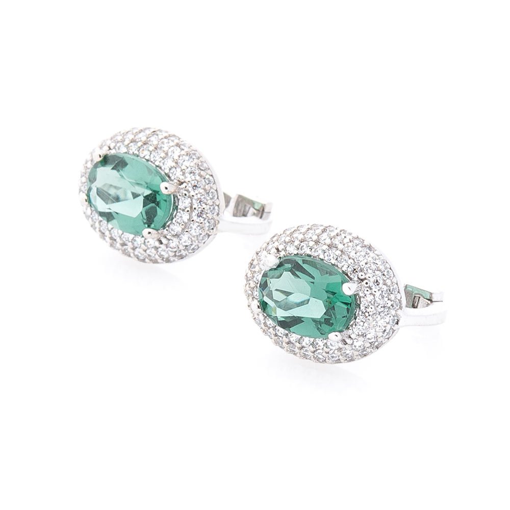 

Золотые серьги (празиолит, фианиты) с04200 Оникс