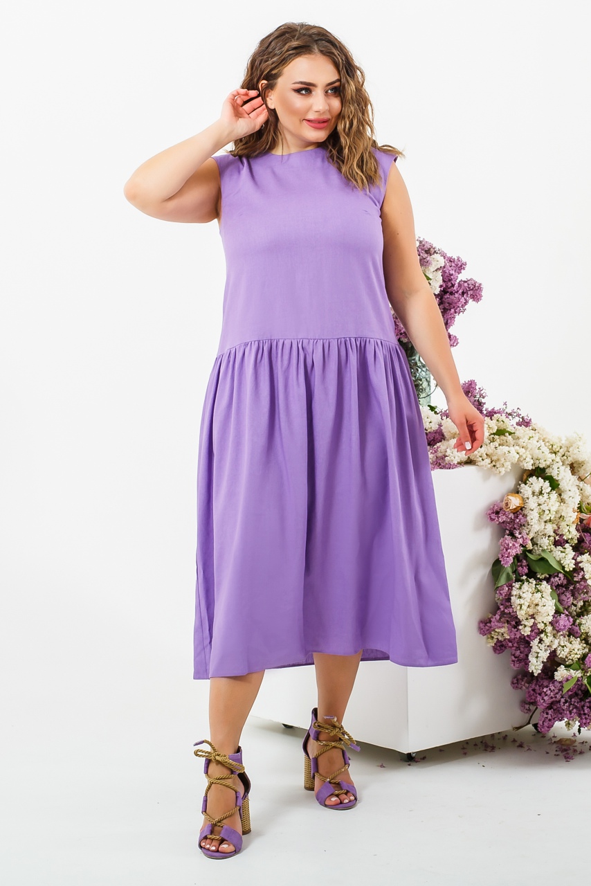 

Льняное платье миди Фасон 32969_48-50 48-50