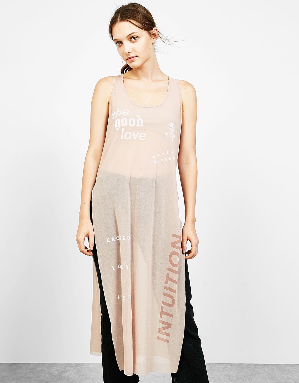 

Женский топ Bershka М бежевый 4820227781070