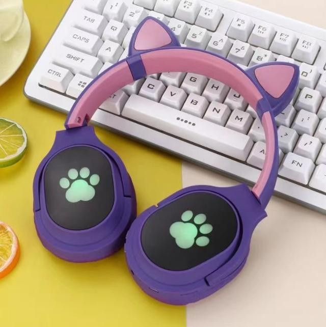 

Беспроводные Bluetooth наушники с ушками Kids VZV-380M violet Cat