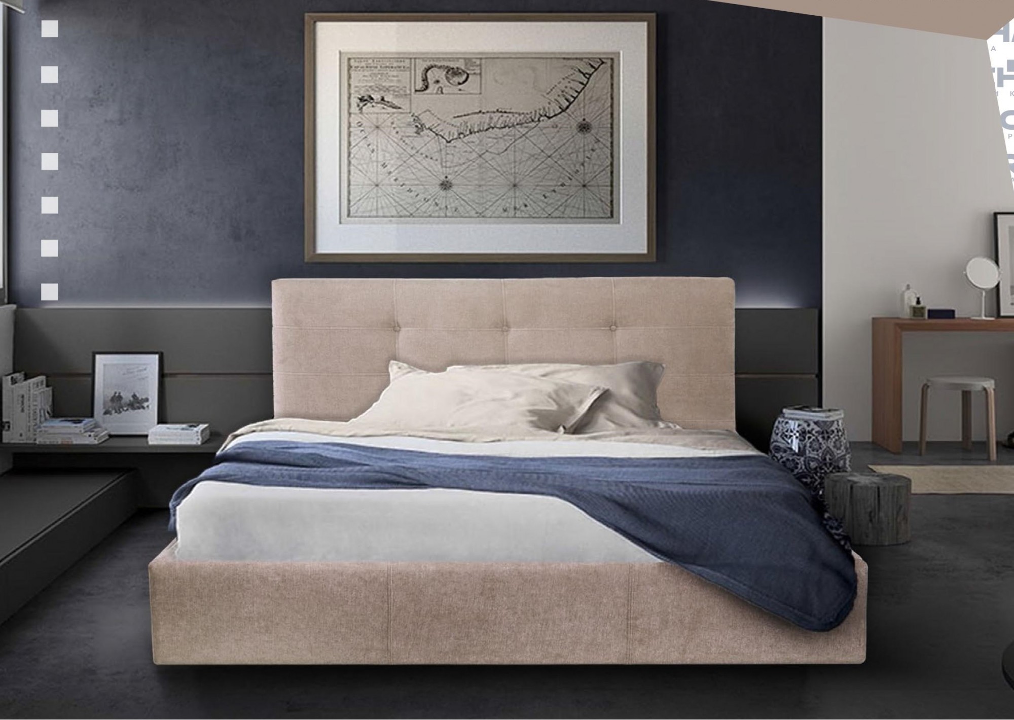 

Кровать Manchester Standart 140 х 200 см Мисти Mocco Серая