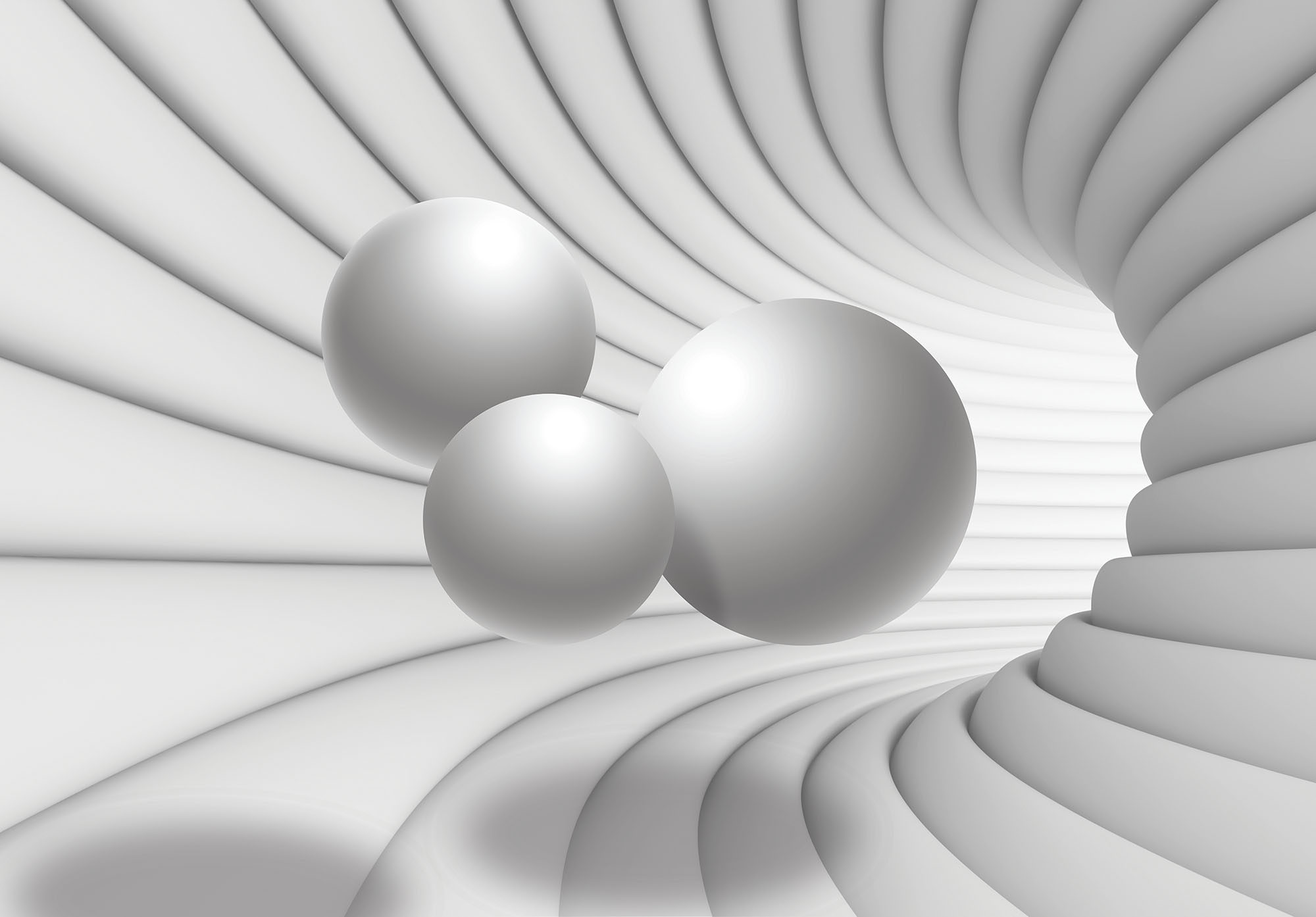 

Фотообои флизелиновые DecoArt 3D - белые шары+тоннель 368 x 254 см 4 сегмента (10141-V8)