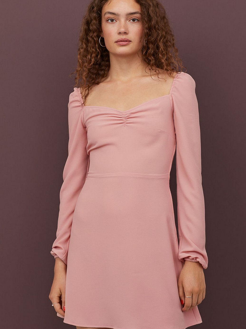 Акція на Сукня міні осіння жіноча H&M 01-0784396-0 42 Пудрова з рожевим (СА2000001562987) від Rozetka