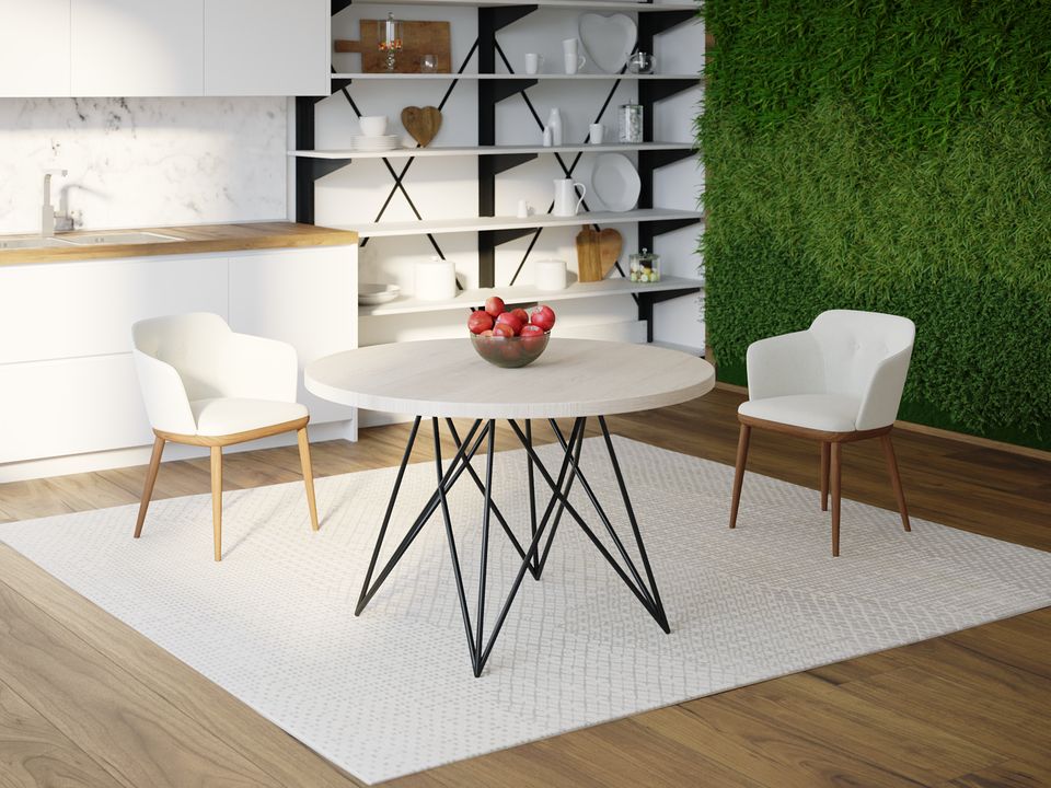 

Обеденный стол HYGGE HG144 Біркерьод Круглый 100 х 100 х 75 см ДСП Дуб Белый