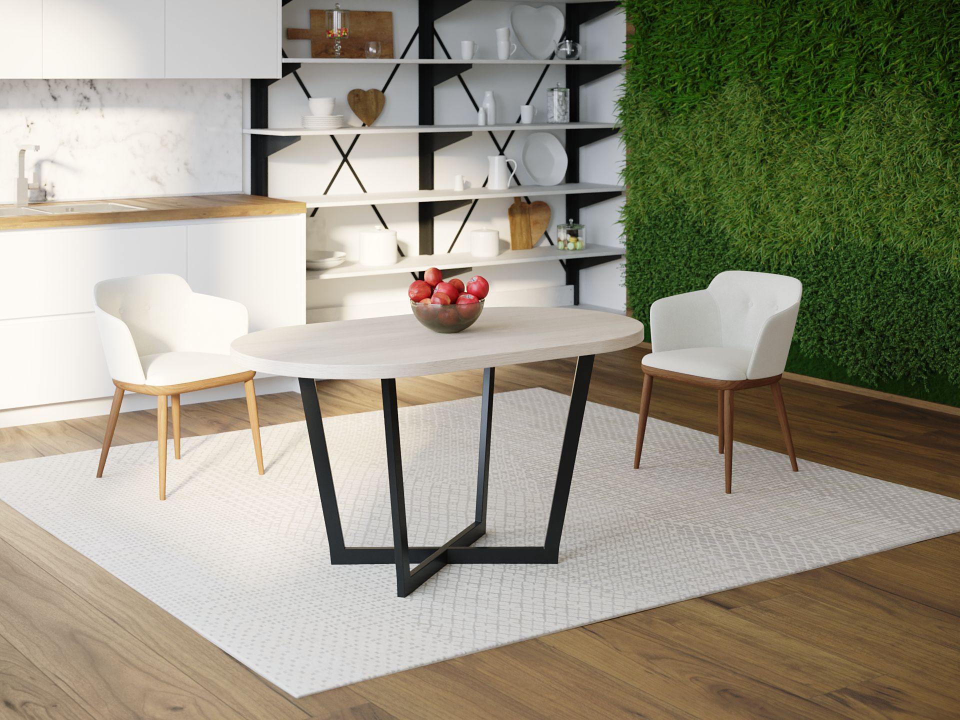 

Обеденный стол HYGGE HG020 Бурно 150 х 80 х 75 см ДСП Дуб Белый