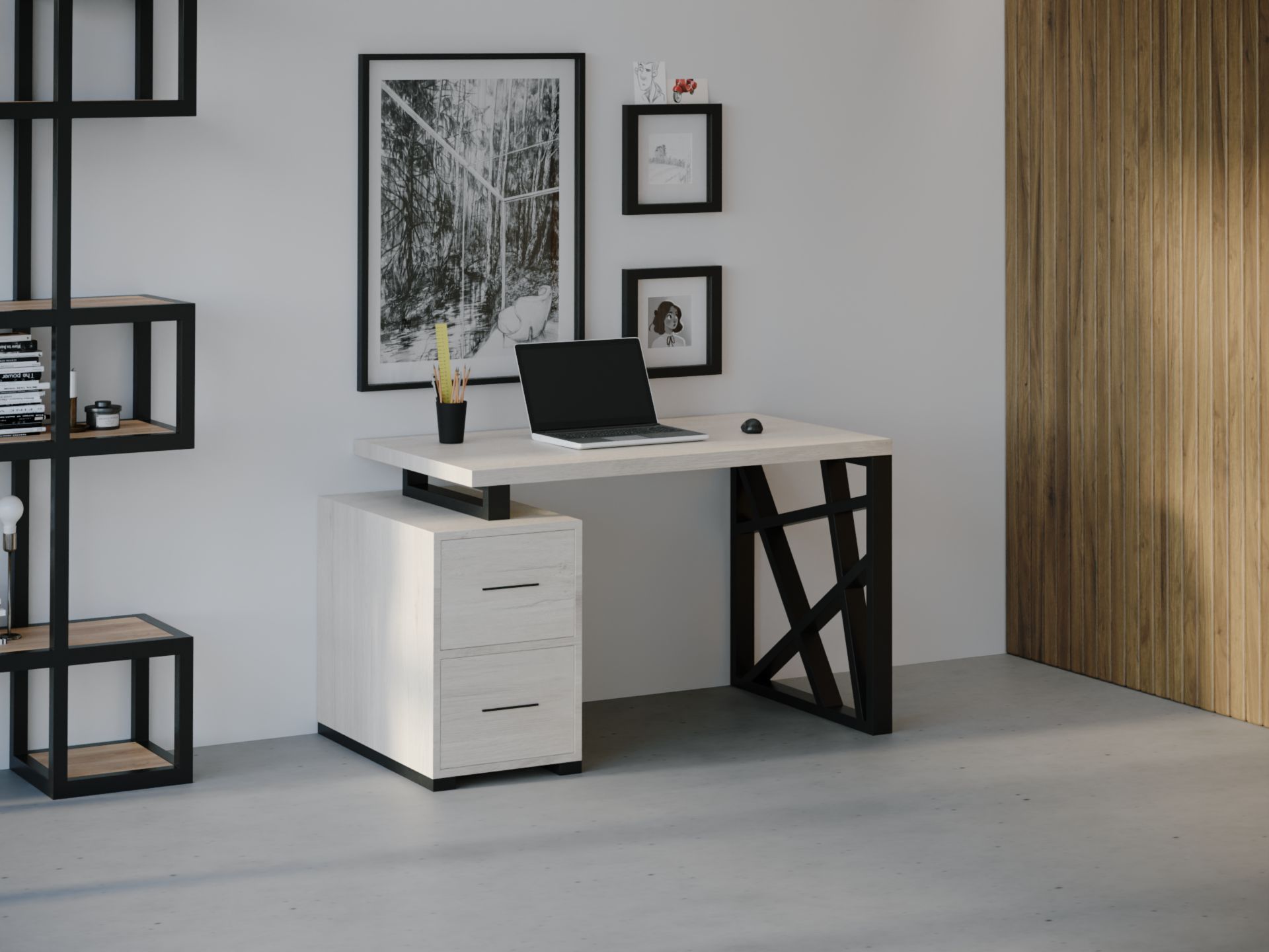 

Компьютерный стол HYGGE HG032 Лофотен 150 х 80 х 75 см ДСП Дуб Белый