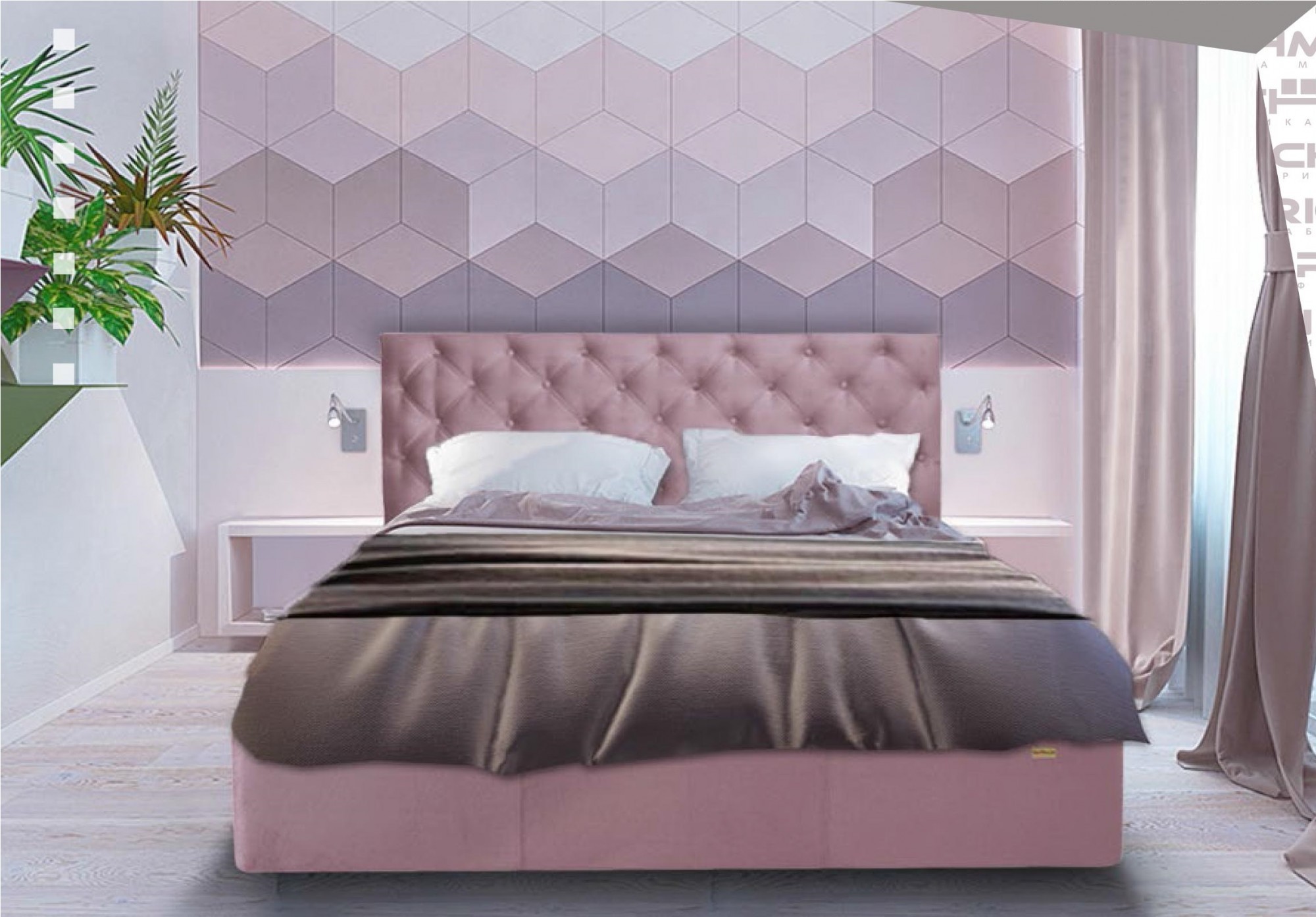 

Кровать Coventry Standart 120 х 190 см Missoni 021 Темно-розовая