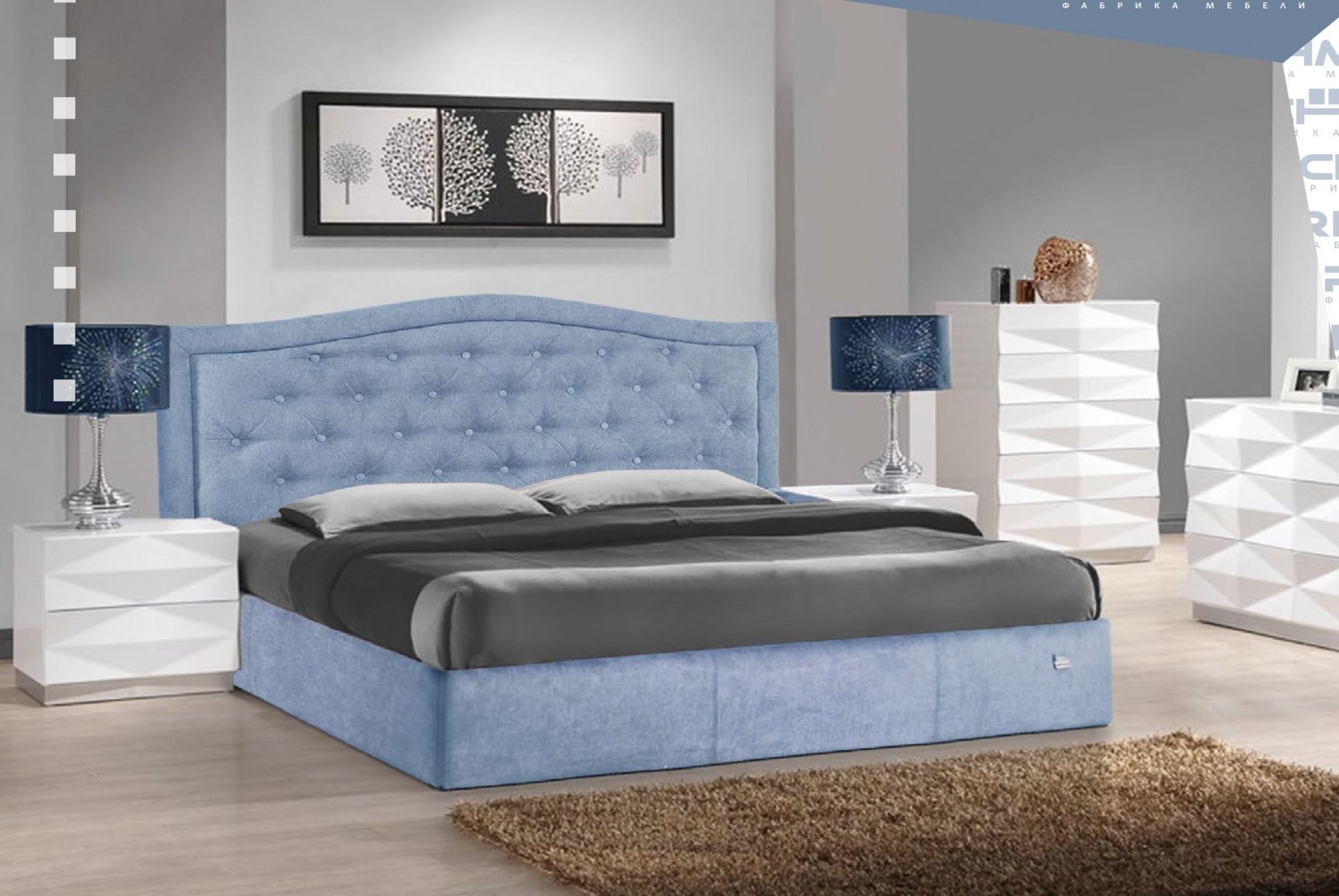 

Кровать Двуспальная Scarlett VIP 160 х 200 см Jeans С дополнительной металлической цельносварной рамой Синяя