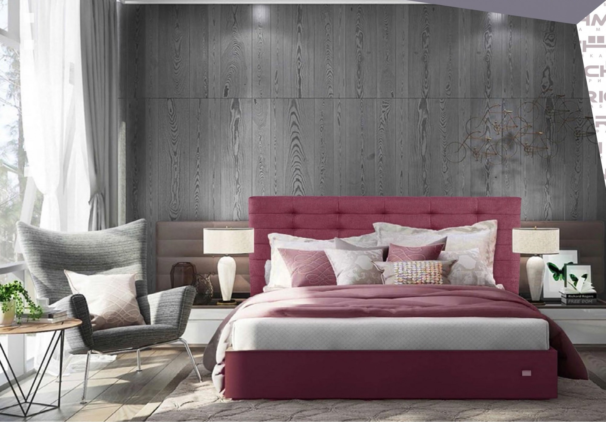 

Кровать Двуспальная Erika VIP 160 х 200 см С дополнительной металлической цельносварной рамой Бордовая