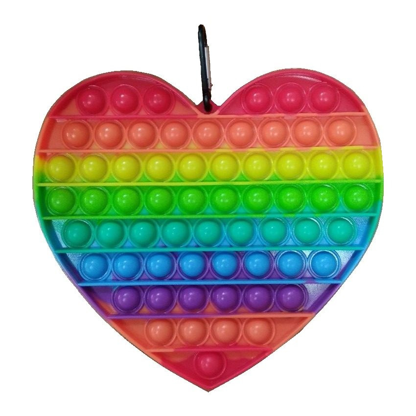 

Игрушка антистресс большая пупырка Pop It Jumbo Big Size Сердце радуга 20х18 см