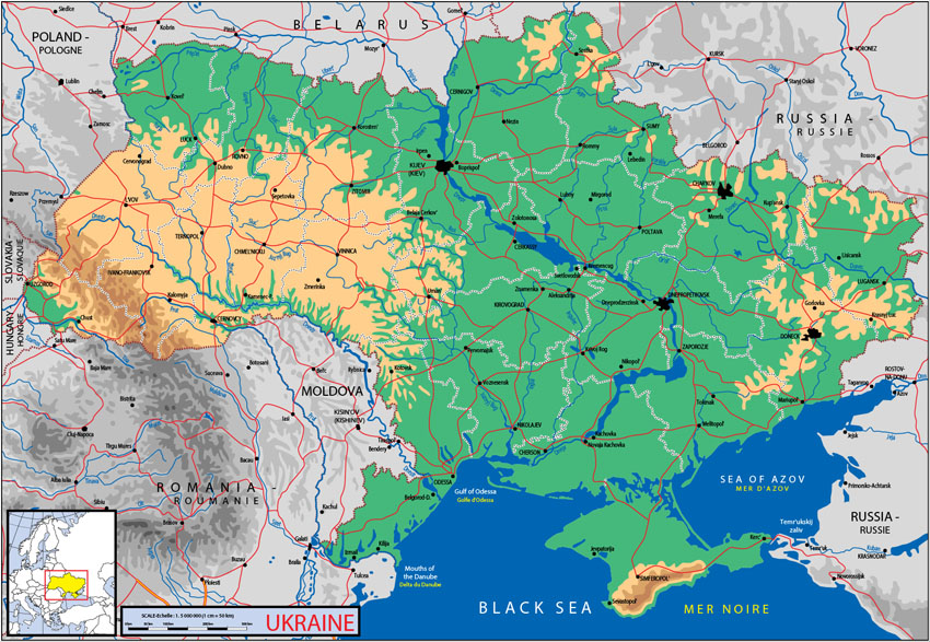 Географическая карта украины показать