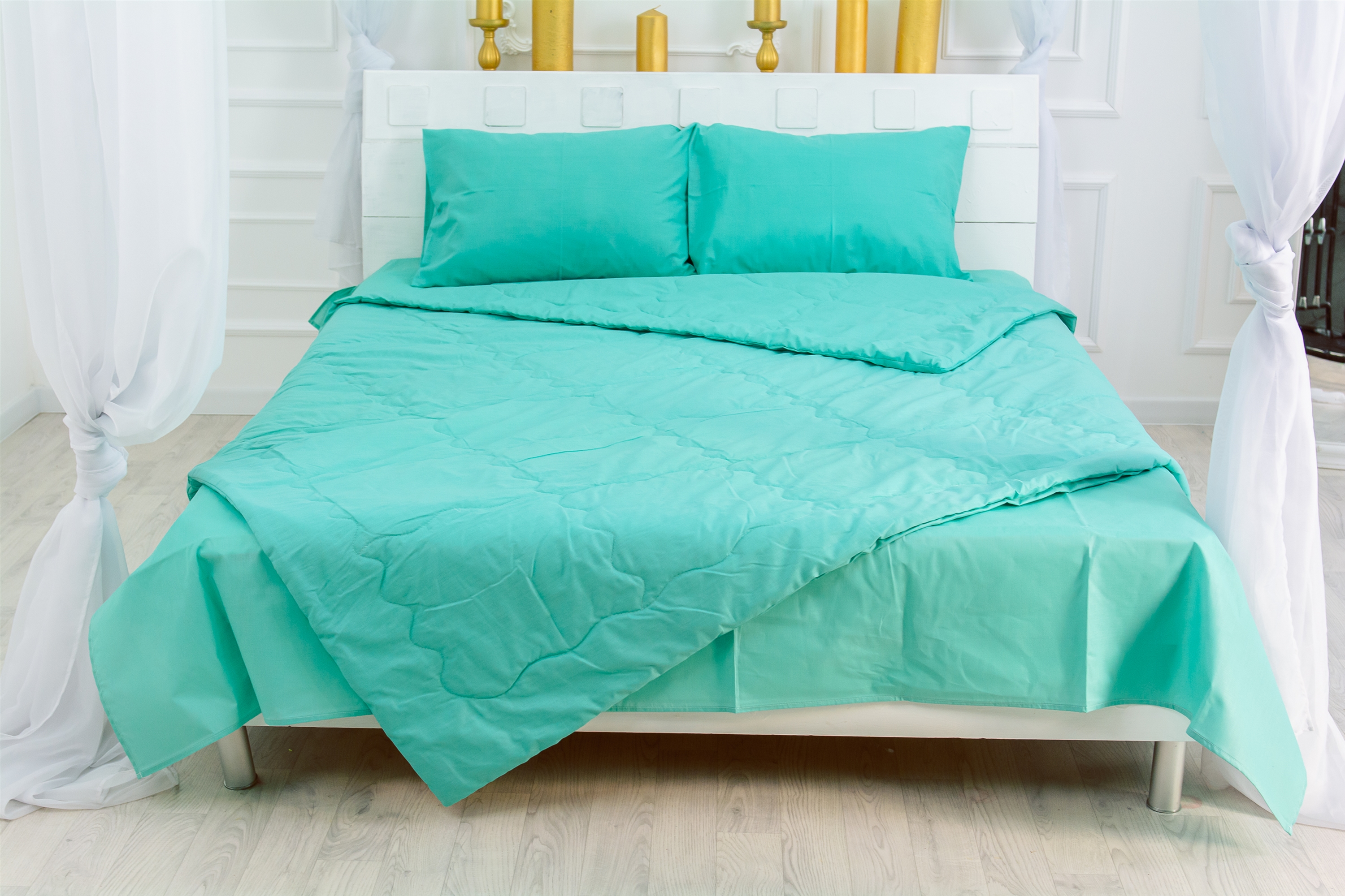 

Летний постельный комплект MirSon №2608 Silk Kapok 11-2208 Mint Одеяло + 2 подушки 50x70 + 2 наволочки + простынь