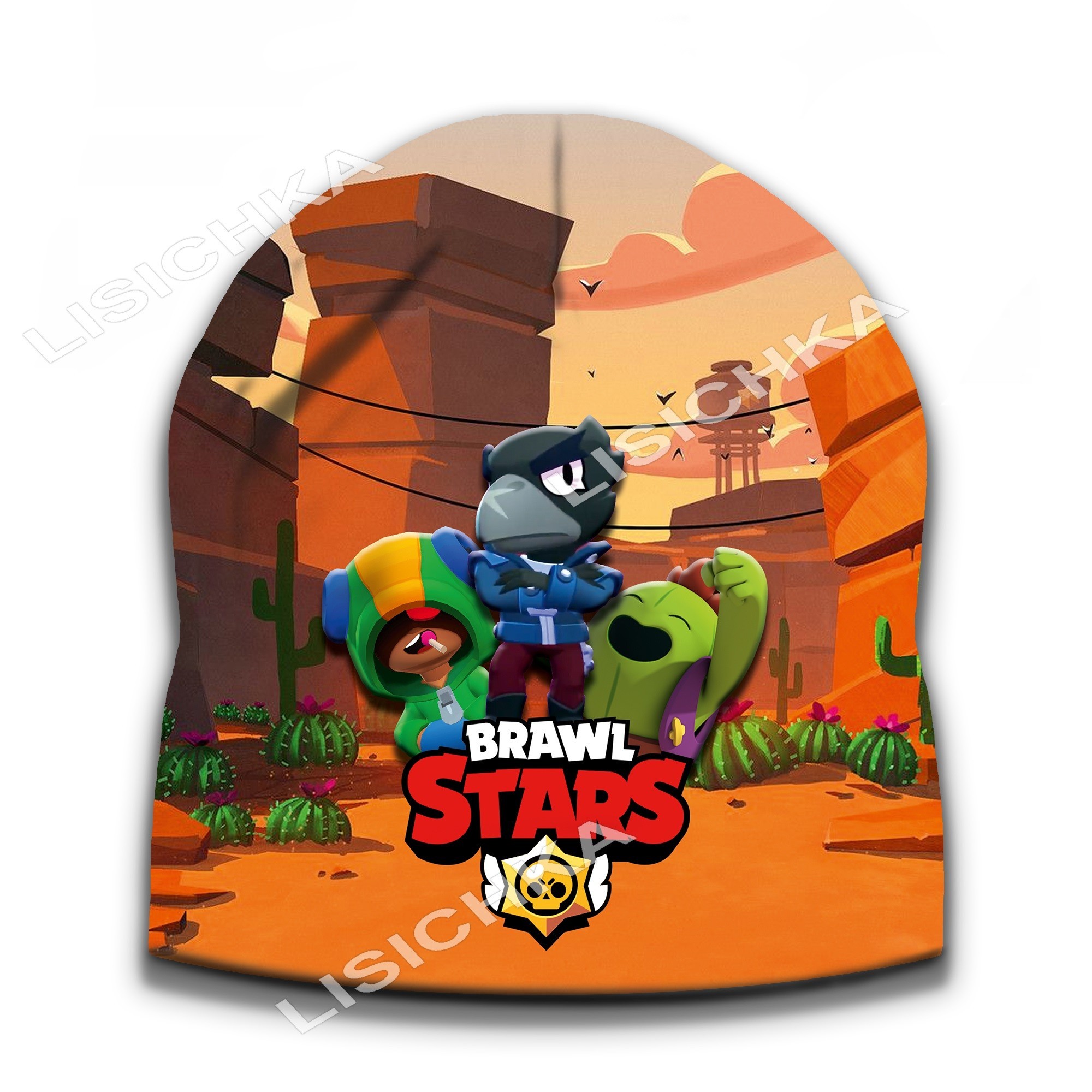

Демисезонная шапка Brawl Stars, пустыня Спайк, Ворон, Леон