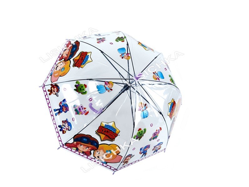 

Детский зонт Mario Umbrellas, с героями любимой игры Бравл Старс, сиреневая ручка