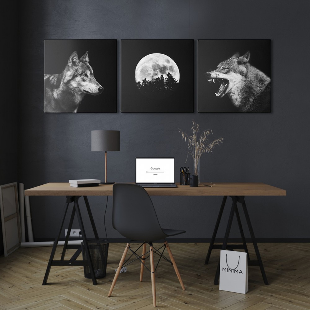 

Модульная картина из трех частей Wolf 111x35 см
