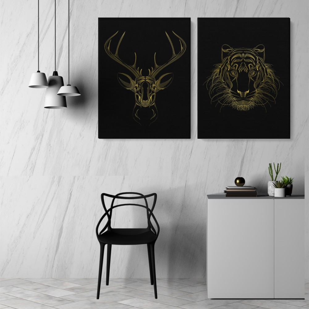 

Модульная картина из двух частей Golden Animals 153x100 см