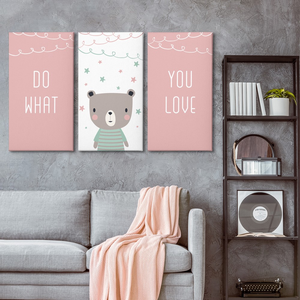 

Модульная картина из трех частей Teddy love 126x80 см