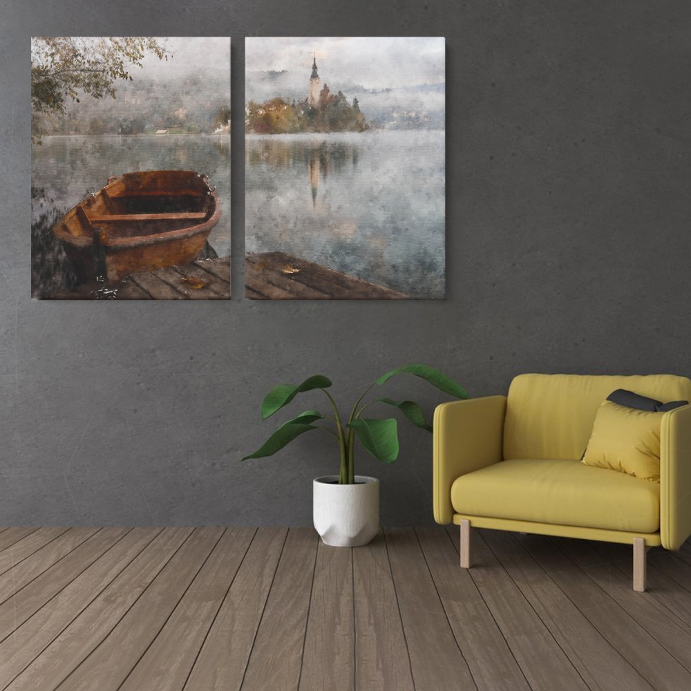 

Модульная картина из двух частей Лодка 93x60 см