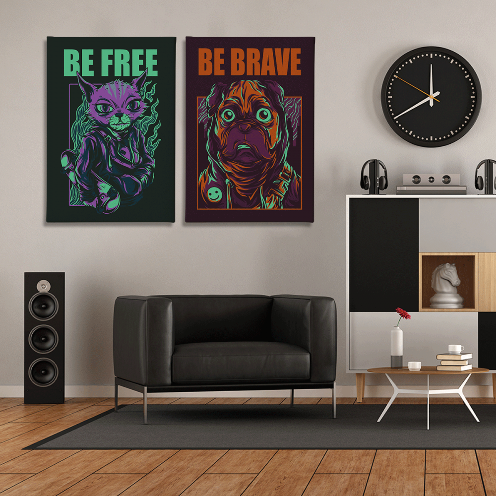 

Модульная картина из двух частей Be free be brave 123x80 см
