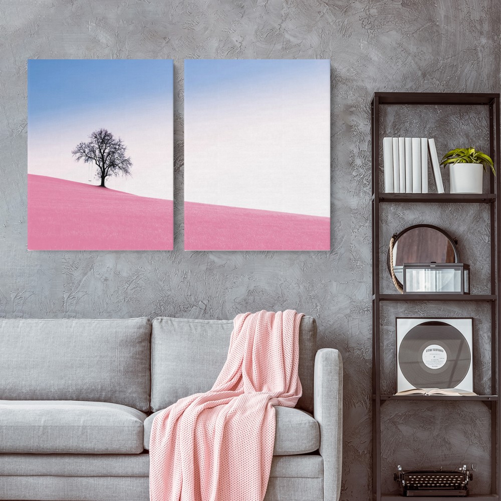 

Модульная картина из двух частей Розовое Поле 153x100 см