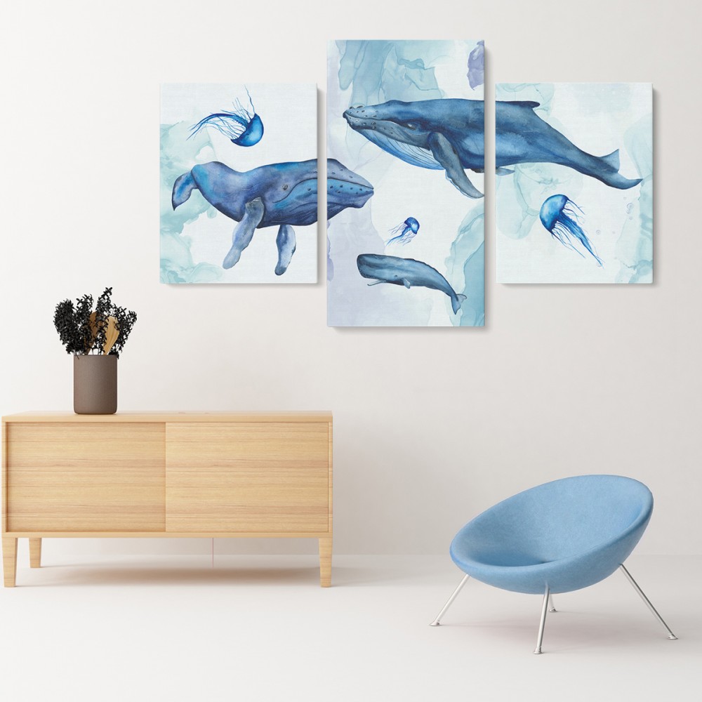 

Модульная картина из трех частей Киты 96x60 см