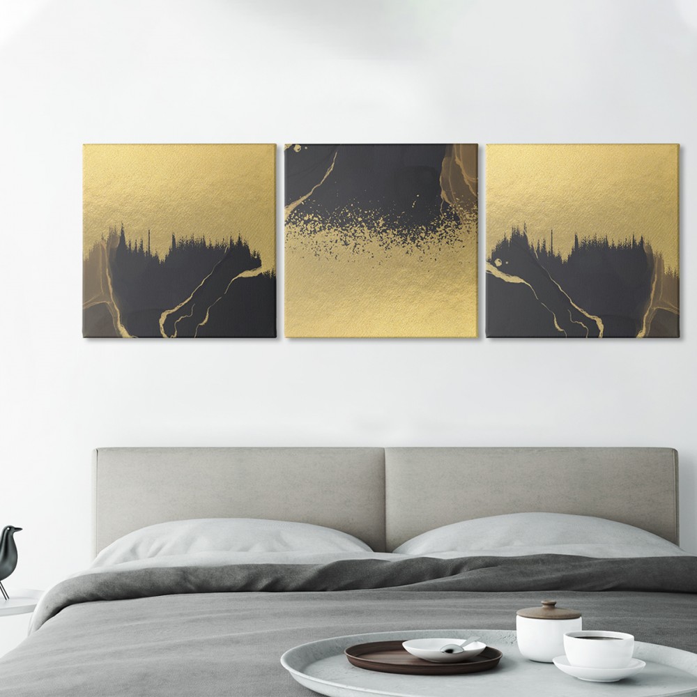 

Модульная картина из трех частей Black and Gold 111x35 см