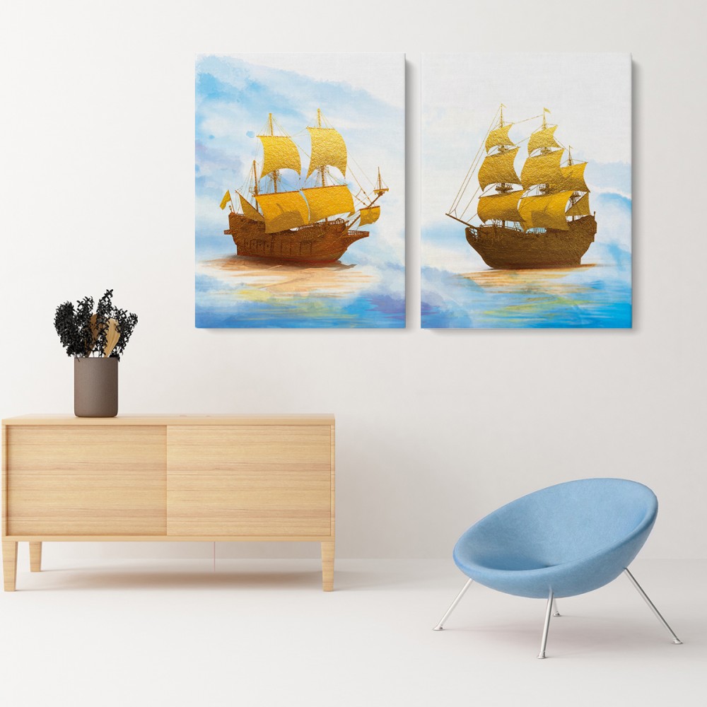 

Модульная картина из двух частей Золотой Флот 93x60 см